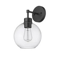 Black Glass Orb Outdoor Sconce Light