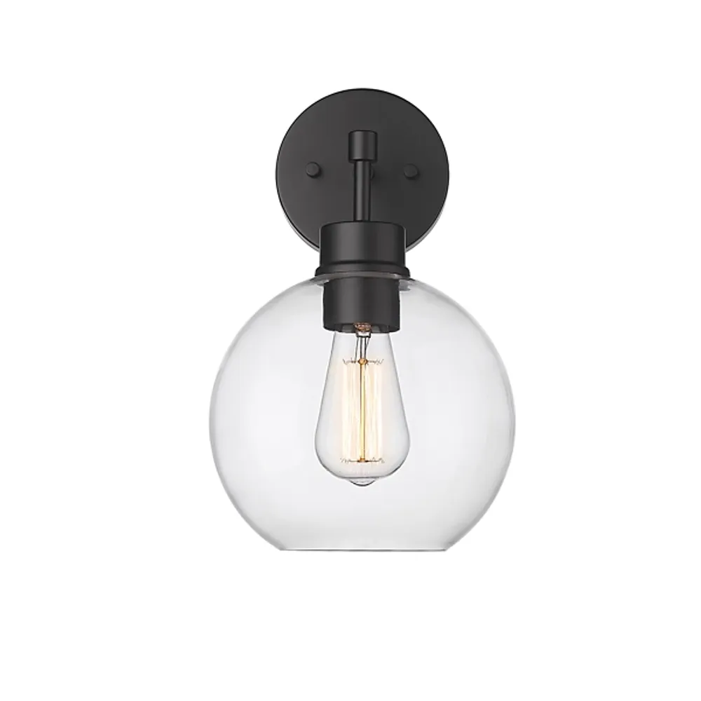 Black Glass Orb Outdoor Sconce Light