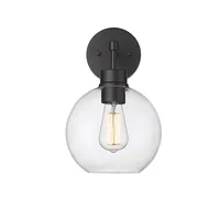 Black Glass Orb Outdoor Sconce Light