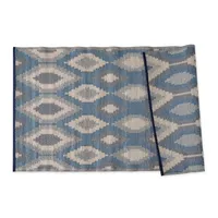 Blue & Gray Diamond Stripe Outdoor Area Rug, 3x6