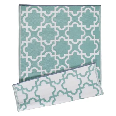 Aqua Moroccan Trellis Outdoor Area Rug, 4x6