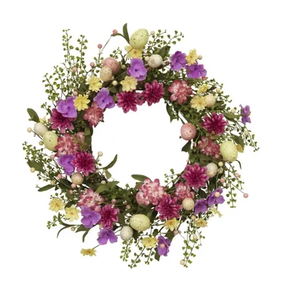 Mixed Floral and Easter Egg Wreath