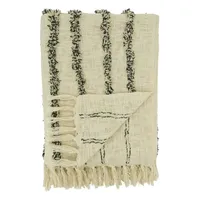 Ivory and Black Tufted Lines Throw