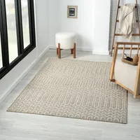 Tan Chevron Indoor/Outdoor Area Rug, 5x7