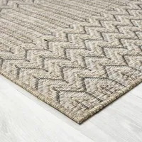 Tan Chevron Indoor/Outdoor Area Rug, 5x7