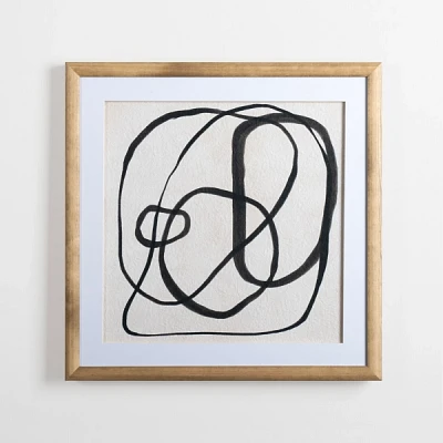 Black Abstract Line Framed Art Print