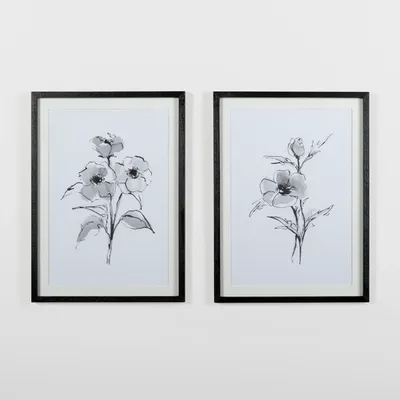 White & Black Floral 2-pc. Framed Art Print Set