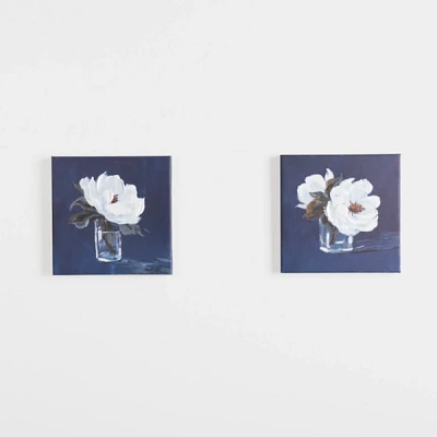 Blossoms on Blue Canvas Art Prints, Set of 2
