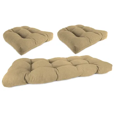 Beige French Edge 3-pc. Outdoor Wicker Cushion Set