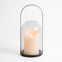 Glass Cloche Black Metal Arch Lantern, 15 in.