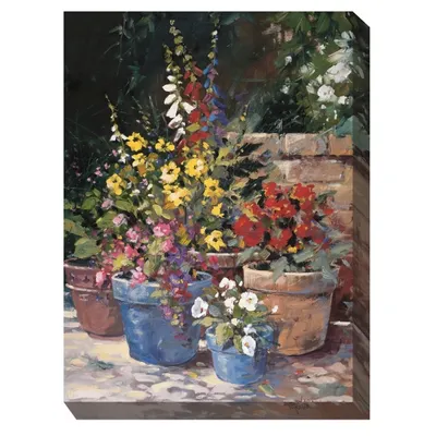 Potted Flowers Outdoor Canvas Art Print