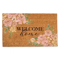 Welcome Home Pink Floral Doormat