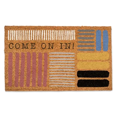 Come On In Colorful Stripes Doormat