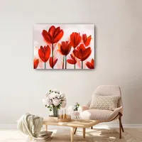 Red Contemporary Poppies Canvas Art Print