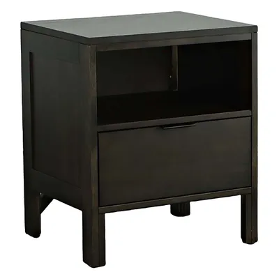 Brown Wood Open Shelf Nightstand