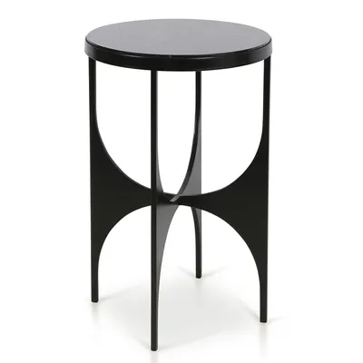 Black Steel and Marble Lazer Cut Side Table
