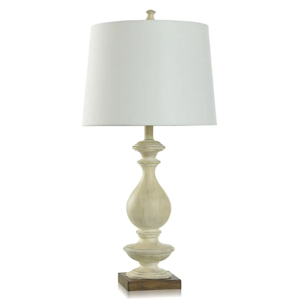 White Carved Traditional Table Lamp