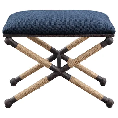 Navy Seat and Black Metal Ottoman