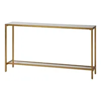 Gold Metal Mirrored Top Slim Console Table