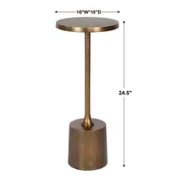 Gold Metal Cylinder Base Cocktail Table