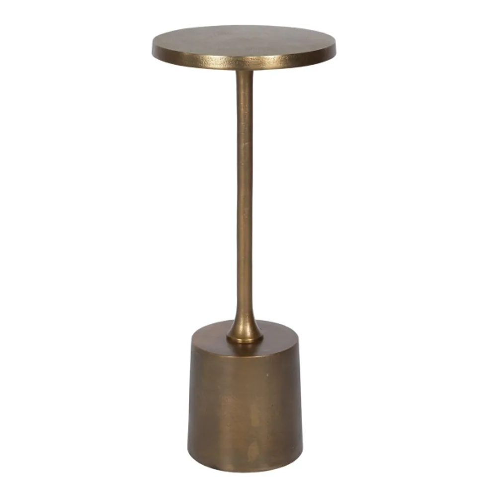 Gold Metal Cylinder Base Cocktail Table