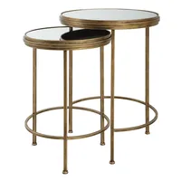 Gold Metal Mirror Top 2-pc. Nesting Side Table Set