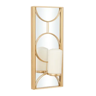 Gold Mirrored Geometric Sconce