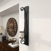 Distressed Black Scrolled Metal Sconce