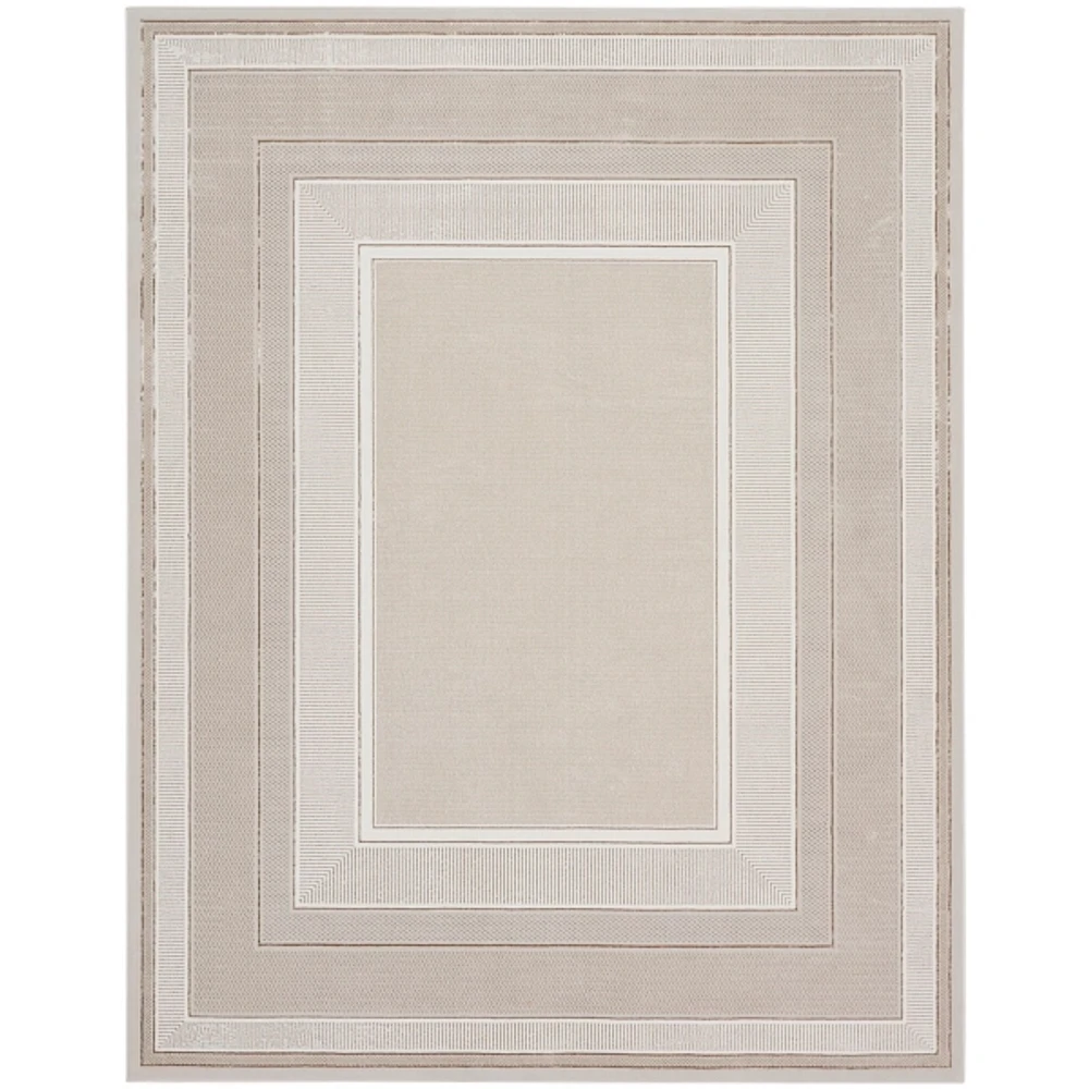 Ivory and Gold Modern Glam Area Rug, 7x9