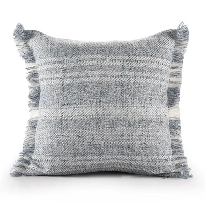 Denim Contemporary Stripe Outdoor Throw Pillow