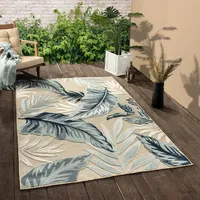 Large Print Tropical Leaf Outdoor Area Rug