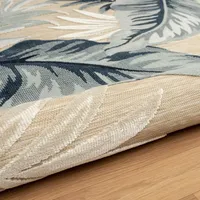 Large Print Tropical Leaf Outdoor Area Rug