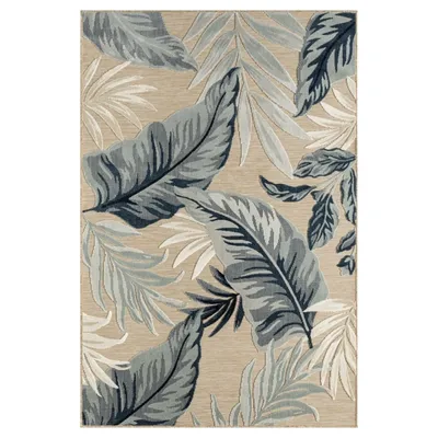 Large Print Tropical Leaf Outdoor Area Rug