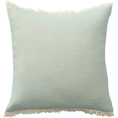 Mint Gauze Organic Fringe Throw Pillow