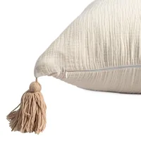 Vanilla Gauze Organic Tassel Throw Pillow