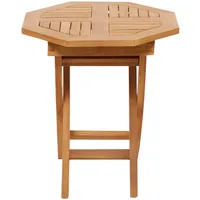 Octagonal Brown Wood Slatted Outdoor Accent Table