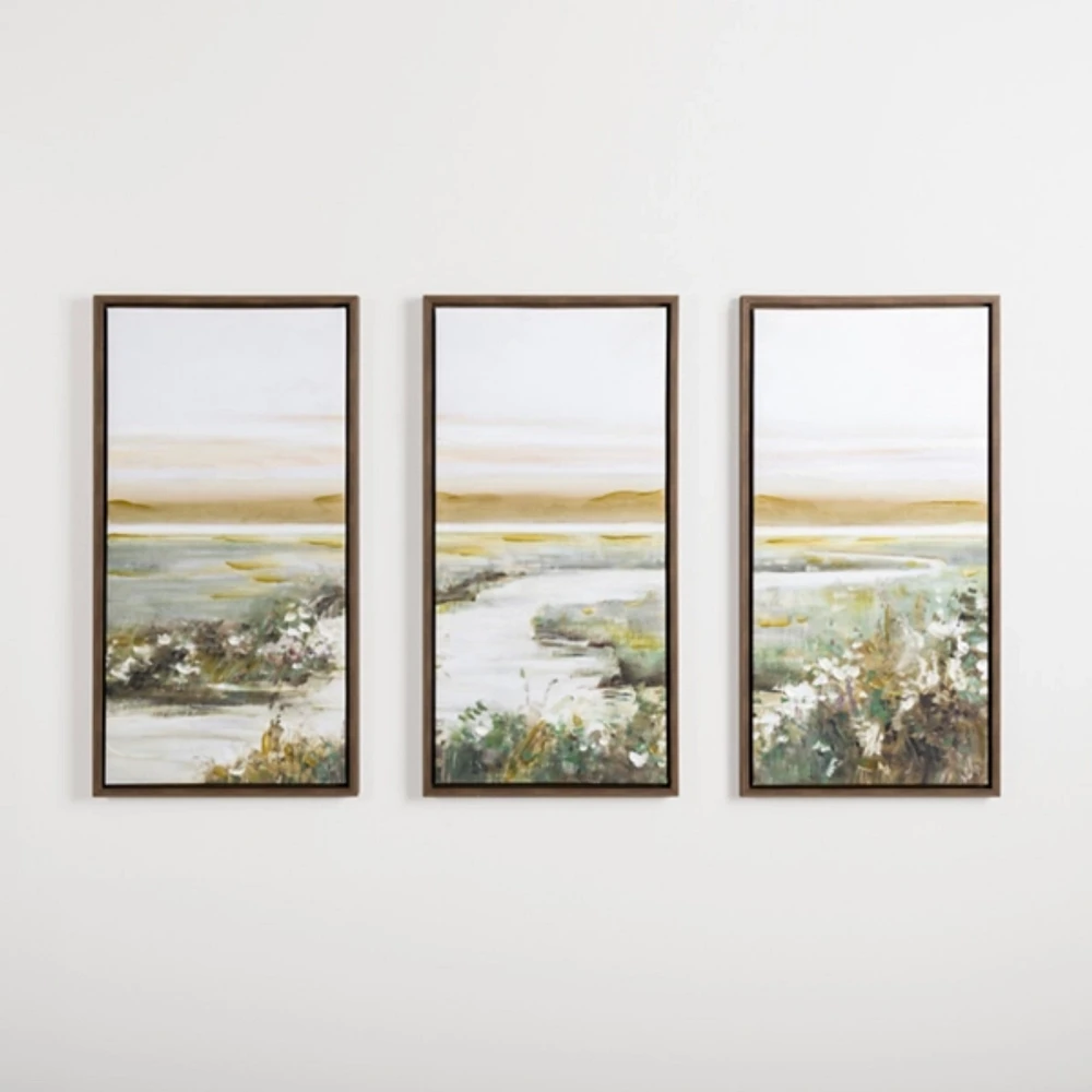 Flower Lined Path Canvas Art Prints, Set of 3