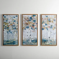 Painted Tree Tops Framed Canvas Prints, Set of 3