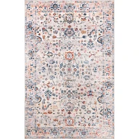 Cream & Multicolor Floral Washable Area Rug, 3x5