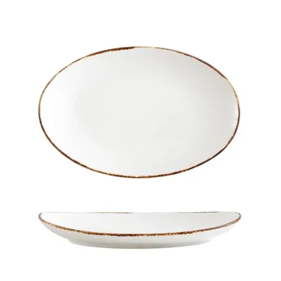 White Oval Ceramic Rimmed Serving Platter