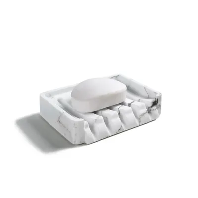 White Faux Marble Elevated Soap Dish