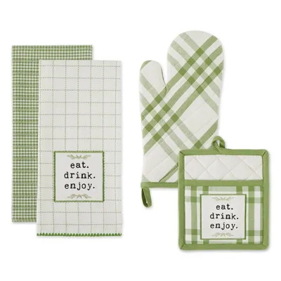 Plaid Eat Drink Enjoy 4-pc. Dish Towel Set