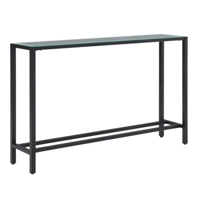 Long Black Metal Mirrored Top Console Table