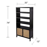 Black Wood Cane Doors Bookshelf