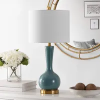 Glazed Blue Glass Teardrop Table Lamp