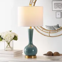 Glazed Blue Glass Teardrop Table Lamp