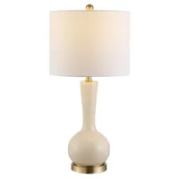 Glazed Ivory Glass Teardrop Table Lamp