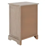 Whitewashed Brown Wood Side Table with Baskets