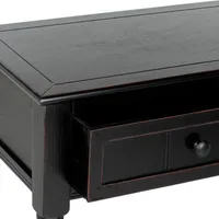 Distressed Black Wood 2-Drawer Console Table