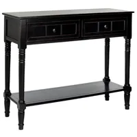 Distressed Black Wood 2-Drawer Console Table
